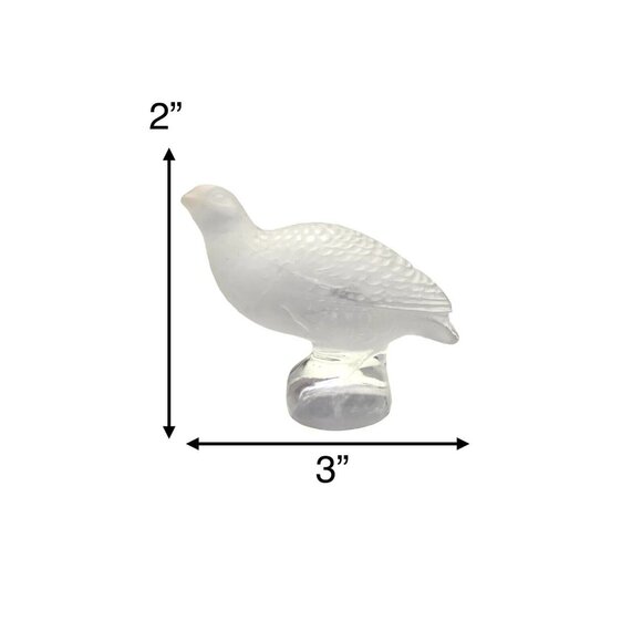 Bird Figurine Crystal Glass French Lalique on Light Colored Base Cute Gift - Picture 2 of 8